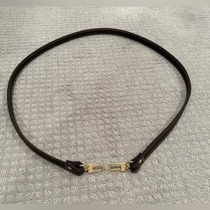 Handmade Leather Crossbody Purse Strap Chocolate Brown with Off-White Stitching